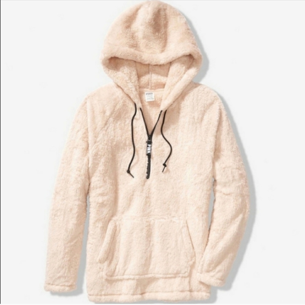 Cozy Sherpa Hoodie PINK VICTORIA'S SECRET size L + Sherpa Blanket 50x60in - Picture 7 of 7